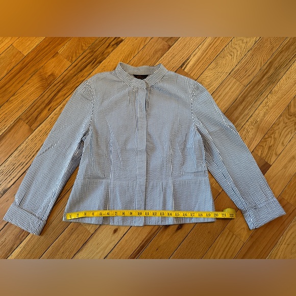 LL Bean Seersucker Button Down Jacket/Blazer Women’s Size 16 276042 Blue/White - Picture 13 of 15